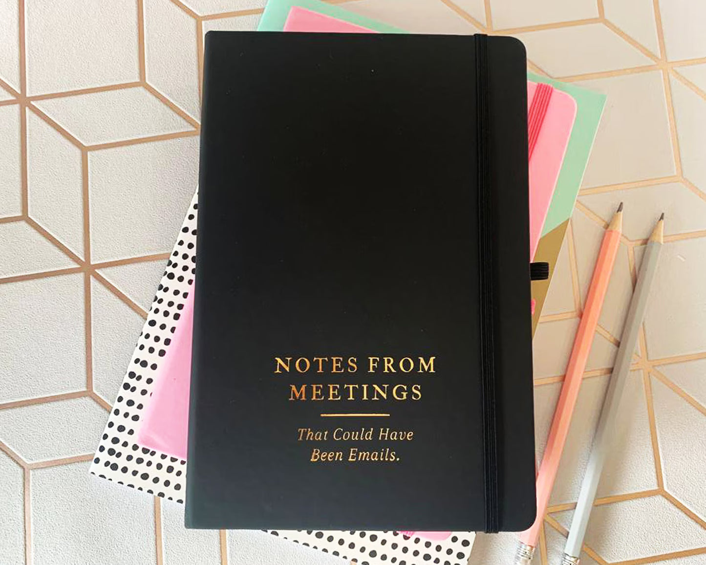 Notes From Meetings Gold Foil Embossed A5 Notebook