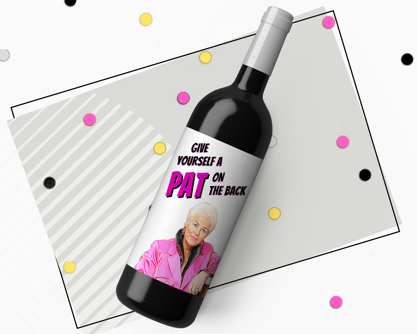 Pat On The Back Wine Bottle Sticker