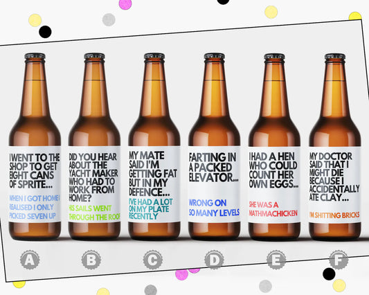 Funny Dad Jokes - Beer Bottle Labels