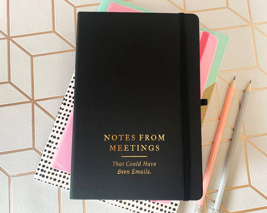 Notes From Meetings Gold Foil Embossed A5 Notebook