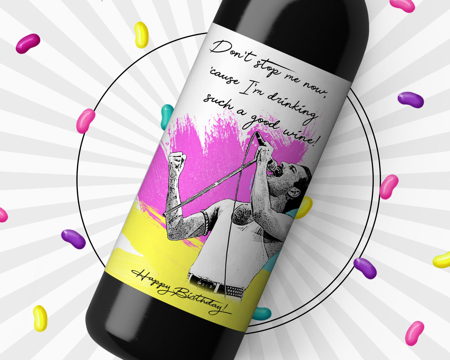 Freddie Mercury Queen Wine Bottle Sticker