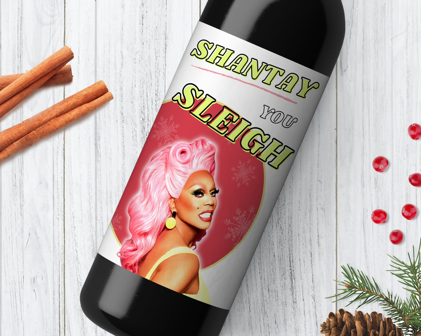Ru Paul Christmas Wine Label