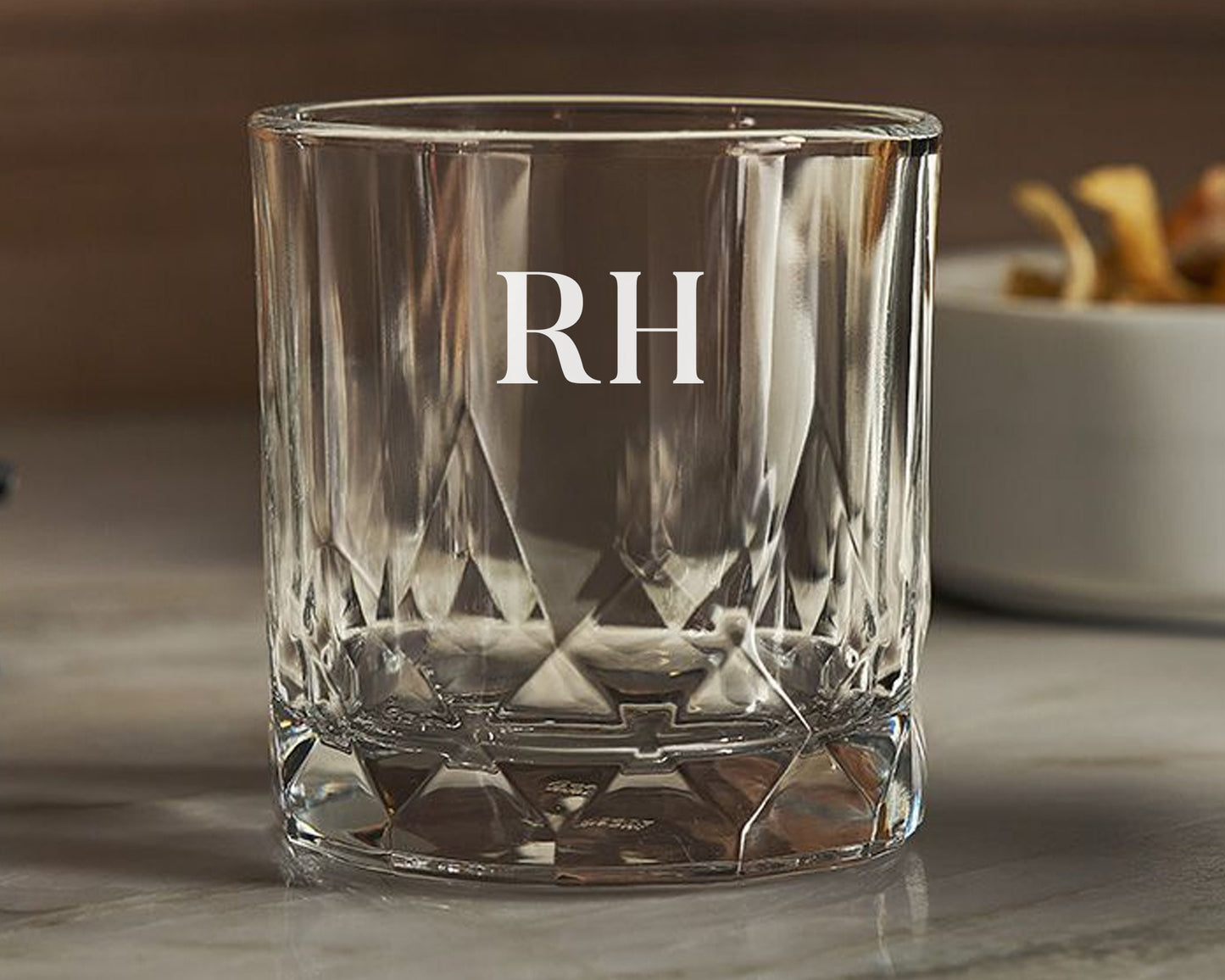 Custom Initials Engraved Glass