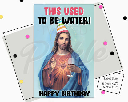Jesus Birthday Funny Wine Bottle Label