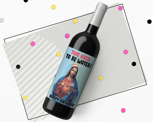 Jesus Birthday Funny Wine Bottle Label