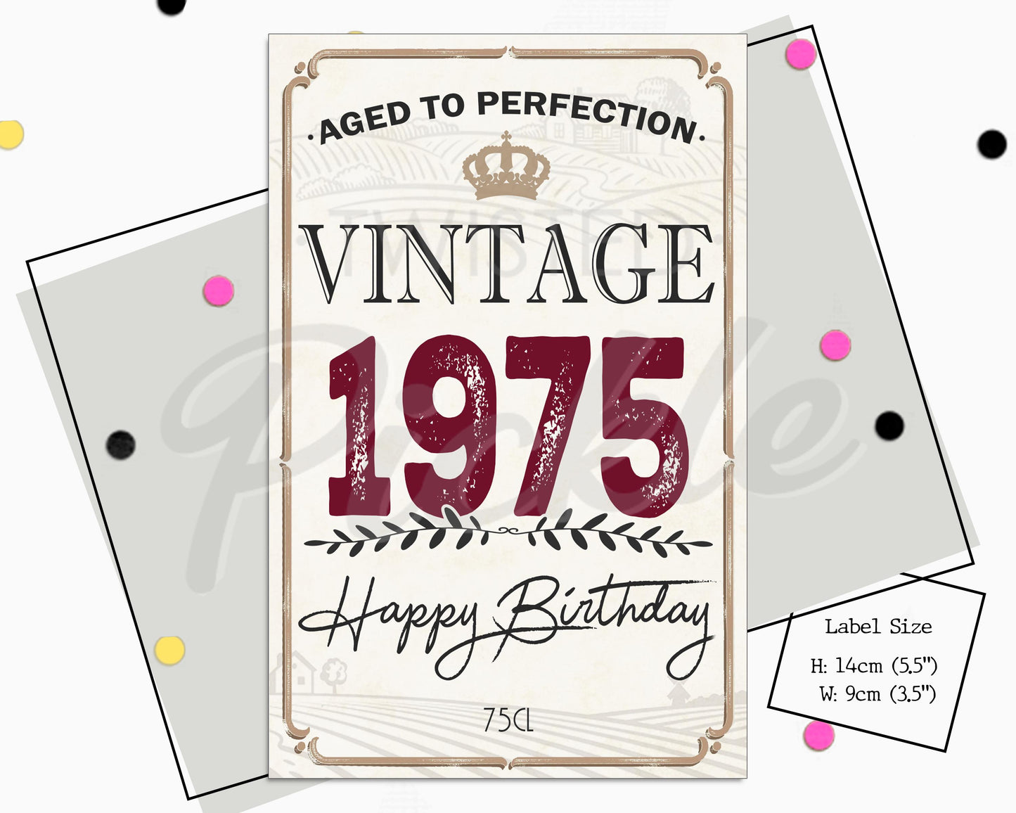50th Birthday 1975 Special Wine Gift Label