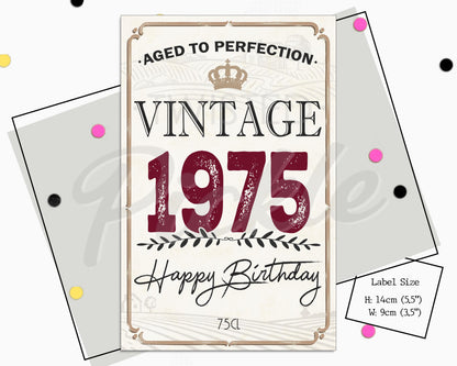 50th Birthday 1975 Special Wine Gift Label