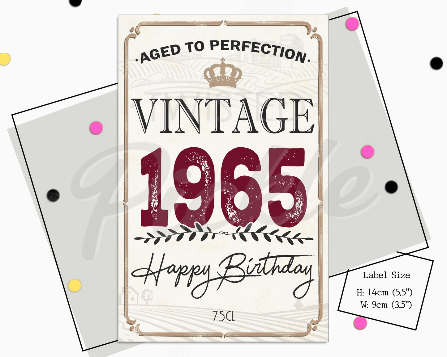 60th Birthday 1965 Special Wine Gift Label