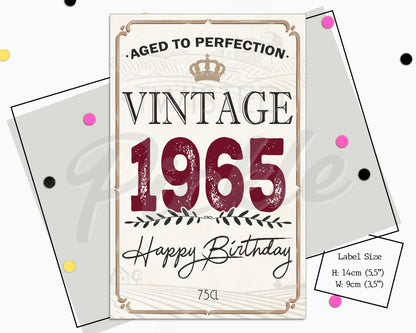 60th Birthday 1965 Special Wine Gift Label