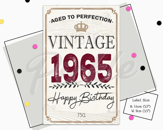 60th Birthday 1965 Special Wine Gift Label