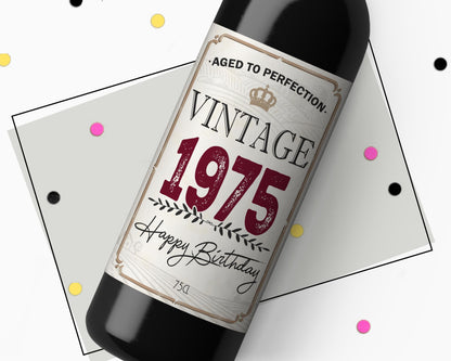 50th Birthday 1975 Special Wine Gift Label