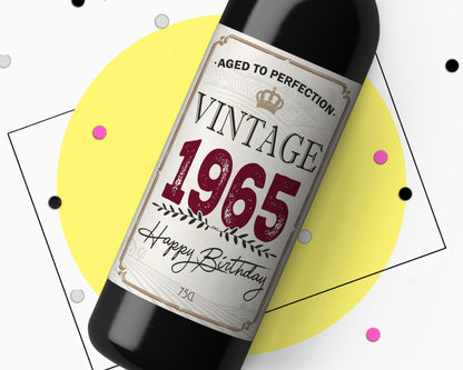 60th Birthday 1965 Special Wine Gift Label