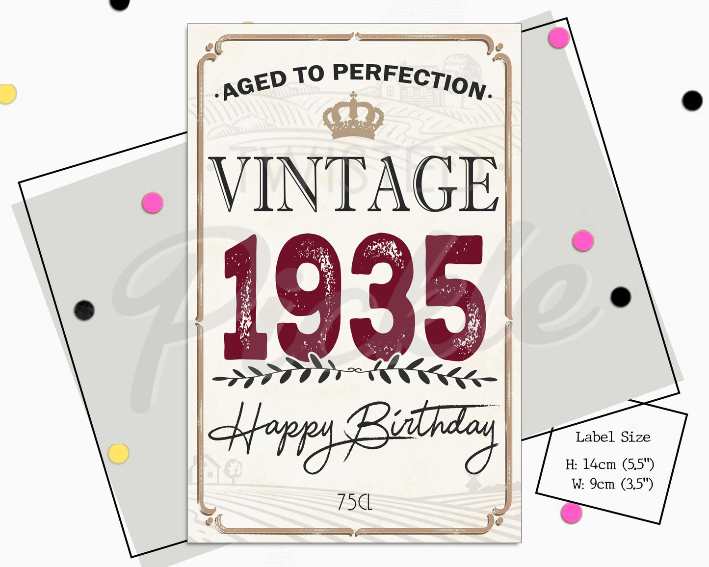 90th Birthday Milestone Wine Gift Label